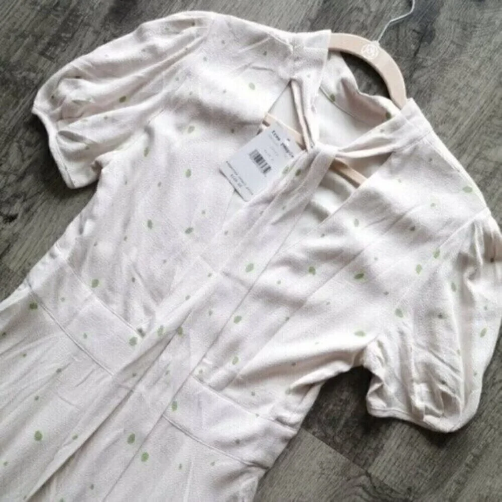 NWT Free People Mini Dress Size 4 Small Abbie Printed Fit and Flare Ivory Boho